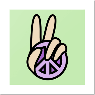 CND Peace symbol Hand V Sign Posters and Art